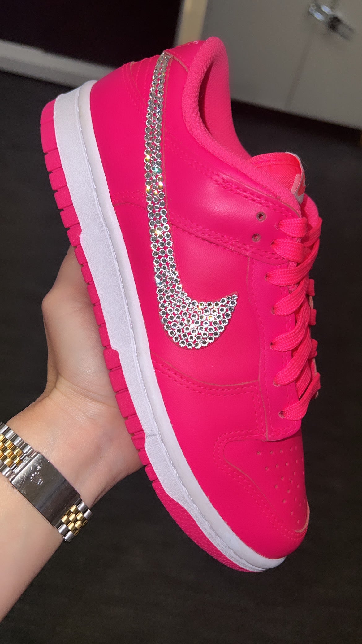 Nike Dunk Low Hyper Pink with Swarovski Crystals – Gemz & Glitz