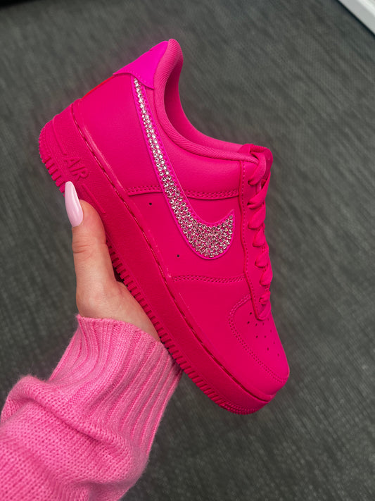 Nike Air Force 1 Hot Pink with Swarovski Crystals