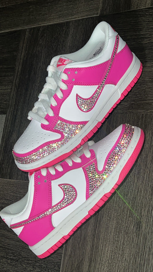 Nike Dunk Low "Fuchsia " with Swarovski Crystals