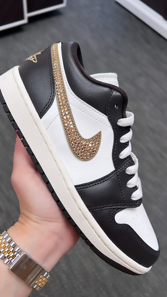 Air Jordan 1 Rich Chocolate Low with Swarovski Crystals