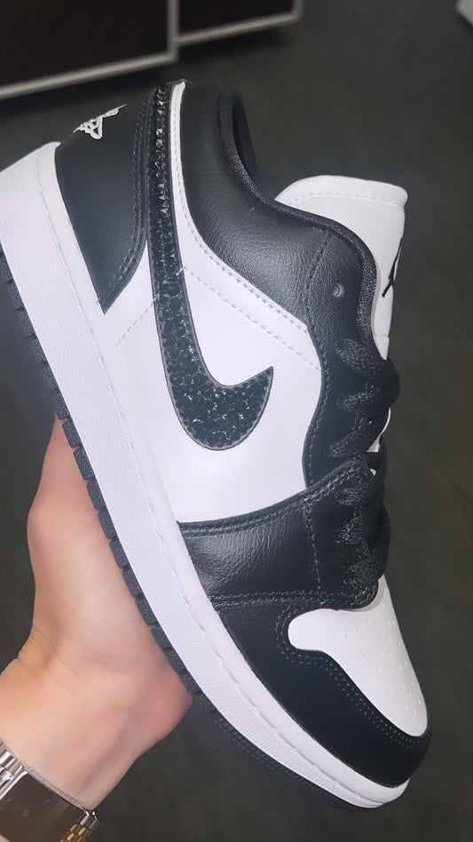 Jordan 1 Low Panda with Swarovski Crystals