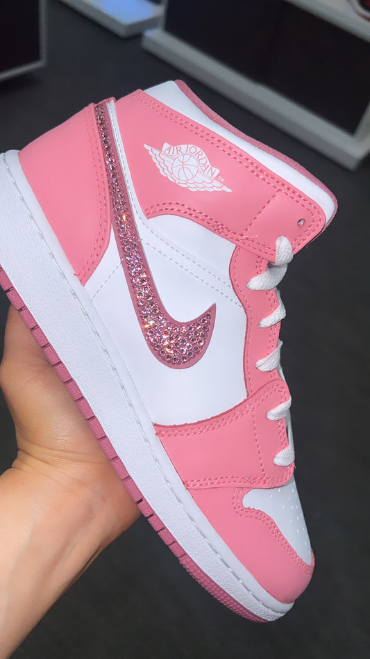 Air Jordan 1 Mid Dessert Berry With Swarovski Crystals